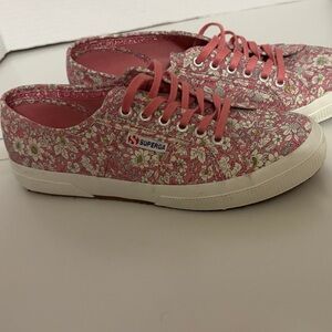 Superga Pink Floral Canvas Shoes
